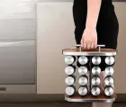 Карусель для спецій набір для спецій 16 ємностей Stainless steel and wood / органайзер для зберігання спецій