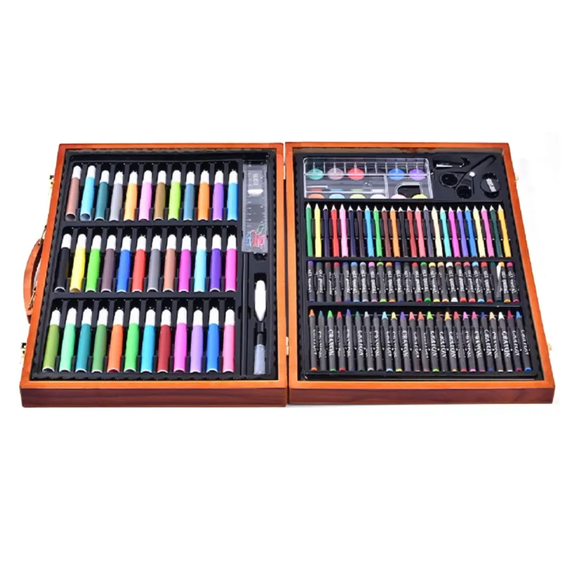 Дитячий набір для малювання та творчості Kartal на 150 предметів у дерев'яній валізі