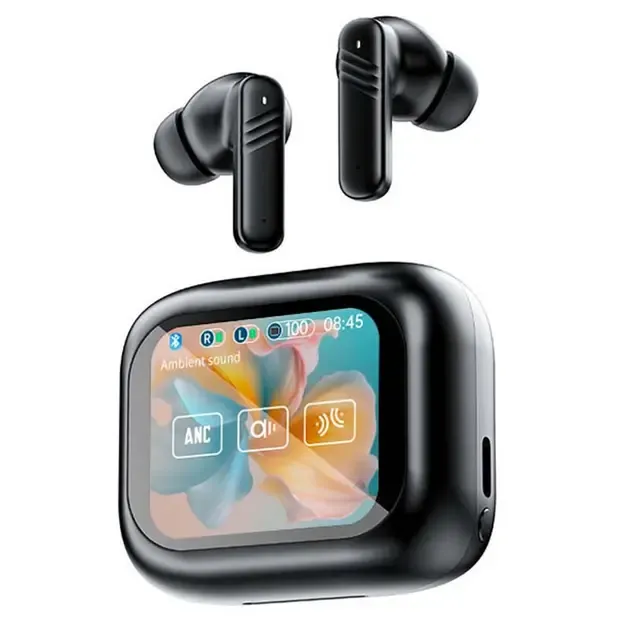 Бездротові навушники LX-10 TWS Earbuds з LED дисплеєм, Bluetooth 5.4, ANC+ENC, 320mAh Black
