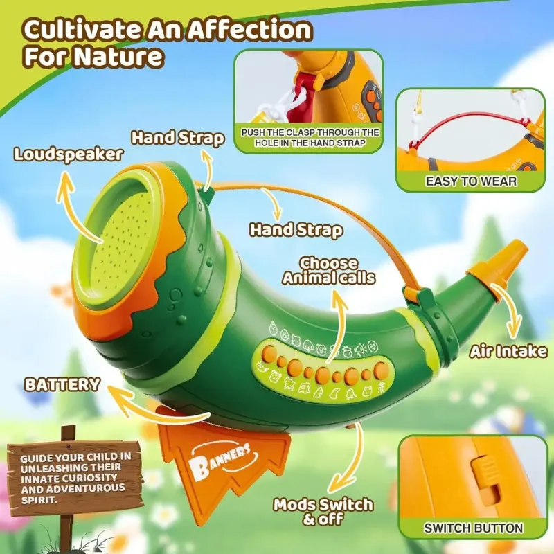 Дитяча інтерактивна іграшка Горн зі звуками тварин Animal Caller Горн із імітацією 30 звуків тварин