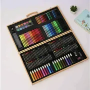 Дитячий набір для малювання та творчості 180 предметів у дерев'яній валізі