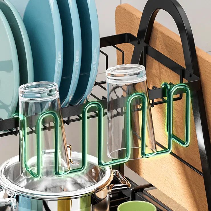 Двоярусна настільна сушарка для посуду, чорна, 50x30x38 см