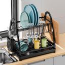 Двоярусна настільна сушарка для посуду, чорна, 50x30x38 см