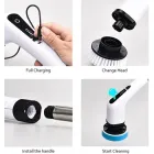 Електрична щітка для прибирання Cleaning Brush, набір 9 в 1, біла, товари для дому