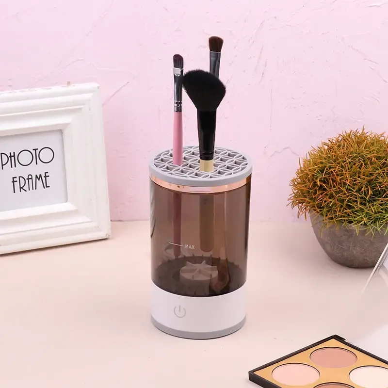 Електричний очищувач пензлів для макіяжу Cleaning Brush 2 в 1 підставка для чищення та сушіння косметичних пензликів