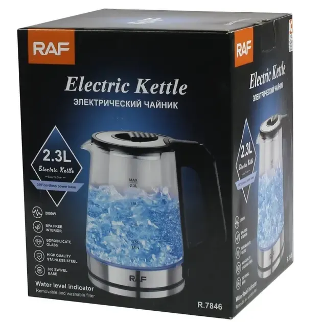 Електричний скляний чайник RAF R-7846 2000Вт 2.3л