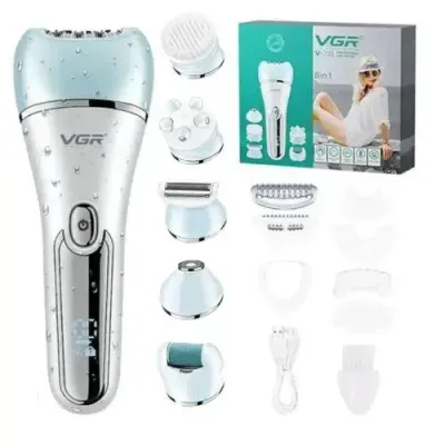 Епілятор жіночий VGR V-733 6в1 для обличчя та тіла від USB для видалення волосся