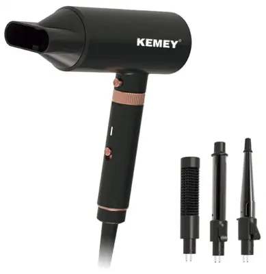 Фен для волосся Kemei KM-9203 4 насадки (концентратор, гребінець для вирівнювання волосся, насадка для локонів, конусна насадка) Фен для волосся Kemei KM-9203 4 насадки (концентратор, гребінець для вирівнювання волосся, насадка для локонів, конусна насадка)