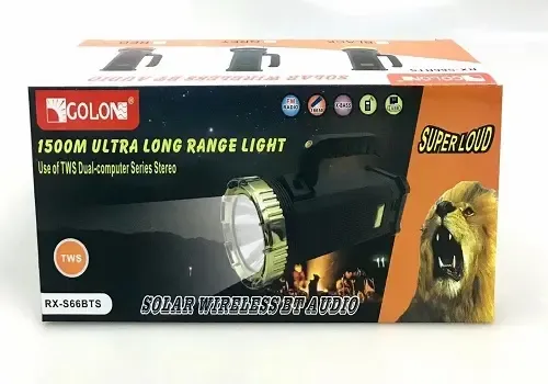 Ліхтар GOLON RX-S66BTS з радіо та сонячною панеллю