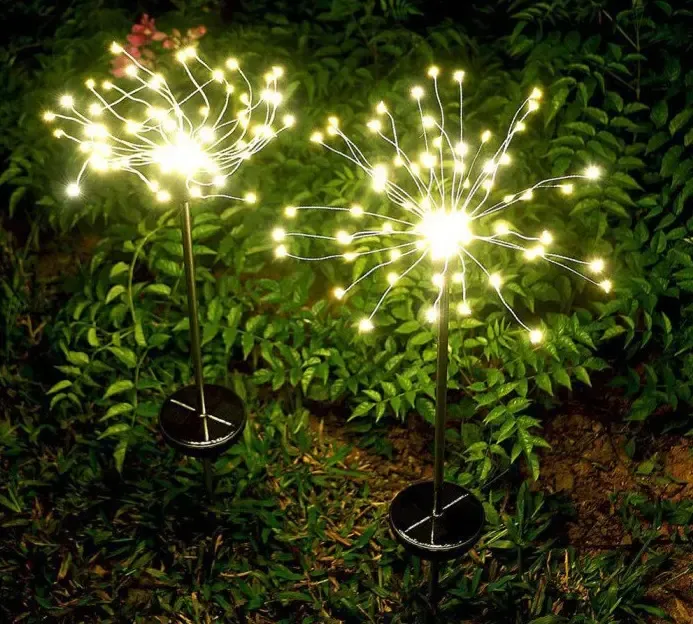 Ліхтар садовий Феєрверк газонний на сонячній батареї, 150 led, 8 режимів