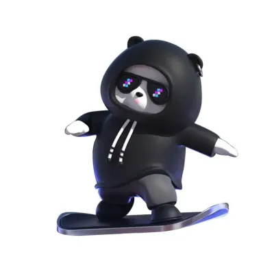 Фігурка-слайдер в автомобілі L'Andre Sliding Cartoon Bear Ведмідь скейтер Cool Black