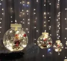 Гірлянда завіса штора Кулі з наповненням Дід Мороз, 3м, 10 куль LED USB