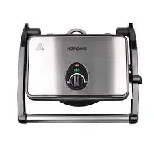 Гриль притискний Rainberg RB-5412 з ручкою індикатором нагріву 2800 Вт + знімний піддон для жиру Нержавіюча сталь з антипригарним покриттям