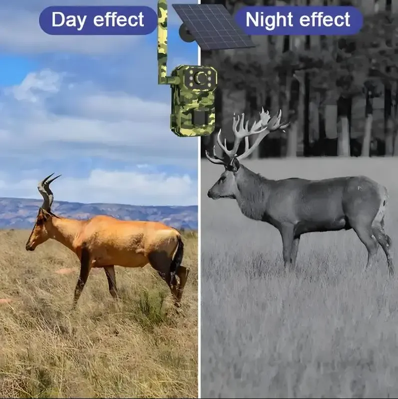Камера для полювання на сонячній батареї A8S 4G, нічна зйомка, датчик руху, камуфляж