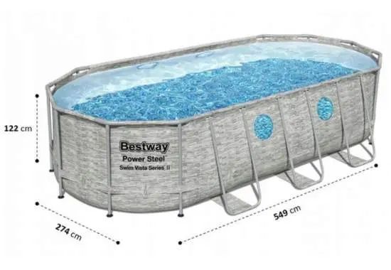 Сімейний овальний каркасний басейн Bestway 56716 549х274х122 см з фільтром та сходами на 13420 л