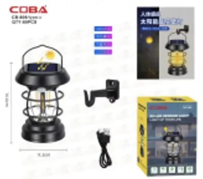 Кемпінговий ліхтар з акумулятором та сонячною панеллю CB 808