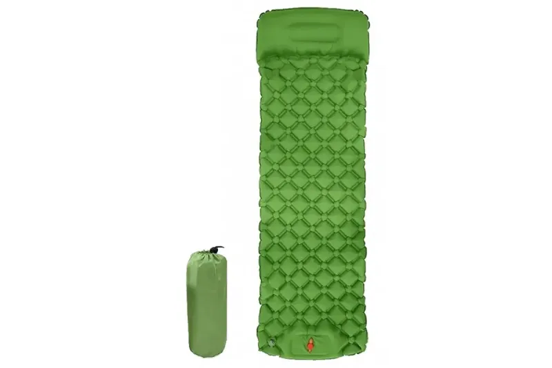 Килимок надувний туристичний з подушкою матрац 190x60x5см зелений з чохлом