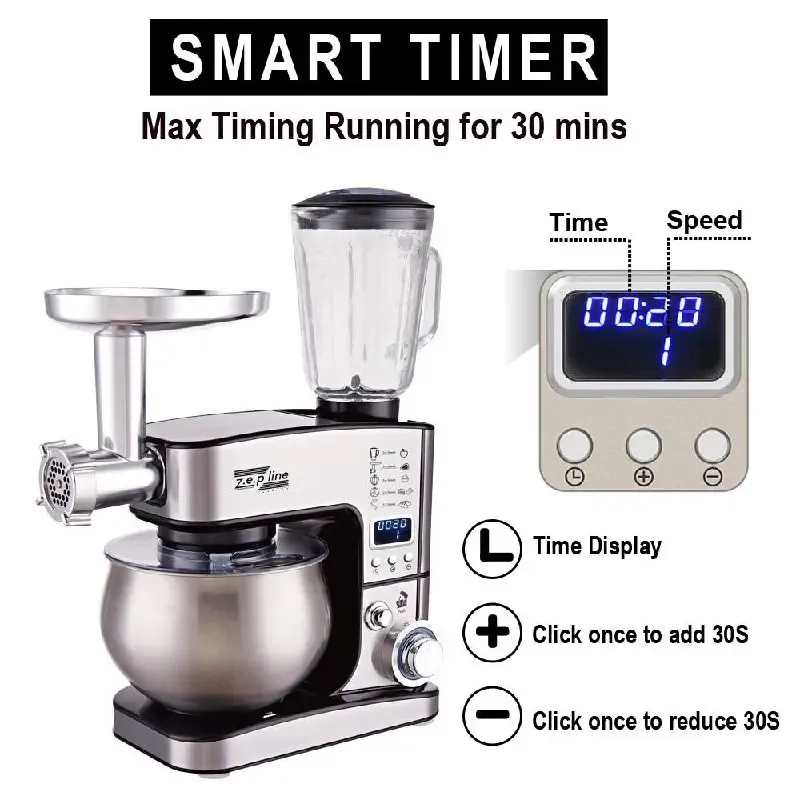 Чорний Кухонний комбайн Zepline 4200 Вт 7в1 на 6 літрів ZP-135 з дисплеєм