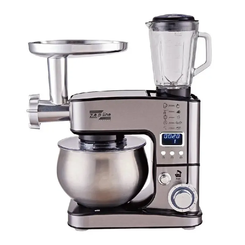 Чорний Кухонний комбайн Zepline 4200 Вт 7в1 на 6 літрів ZP-135 з дисплеєм