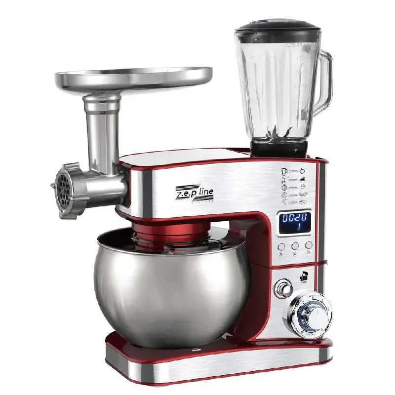 Чорний Кухонний комбайн Zepline 4200 Вт 7в1 на 6 літрів ZP-135 з дисплеєм