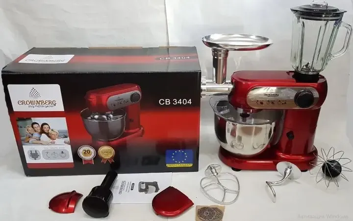 Кухонний комбайн 3 в 1 Rainberg RB-8080 Тістоміс / М'ясорубка / Блендер / Планетарний міксер 4200В