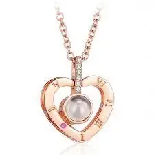 Кулон підвіска з проекцією I love you Я тебе люблю 100 мовами світу у формі серця