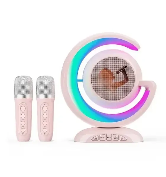 Лампа-нічник з бездротовою bluetooth колонкою RGB підсвічуванням та двома мікрофонами в комплекті для караоке YS-110
