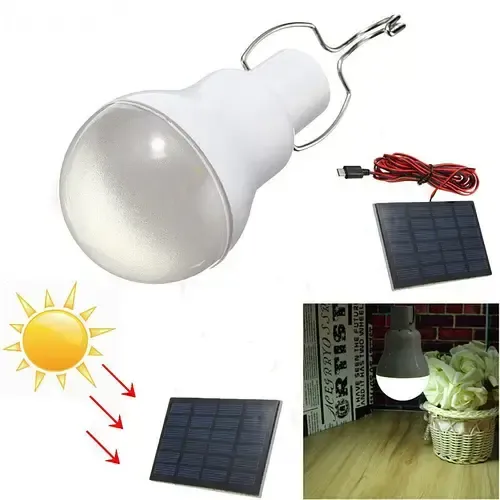 Лампа світлодіодна акумуляторна VHG CL-028 із сонячною панеллю 10Вт 5600K 6В Led Solar Emergency Bulb(8423)
