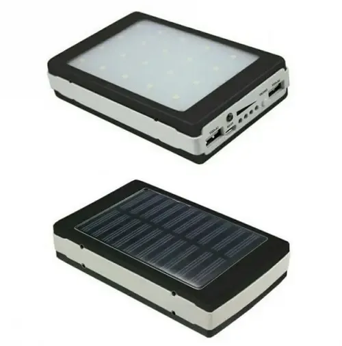Портативна зарядка Power Bank Metal Led Solar 20000 mah Сонячна панель + Ліхтар