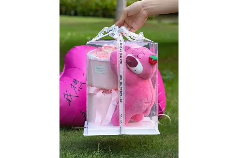 Ведмедик LED з букетом квітів з мила (KR-01-1/2)