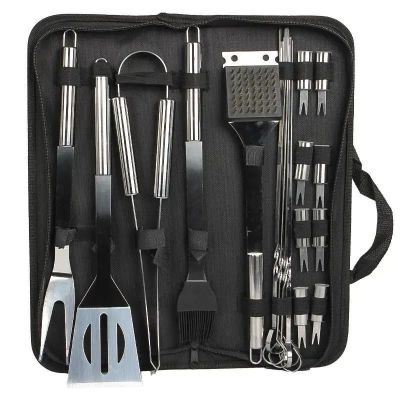 Набір для барбекю grilljoy 20 шт., набір для барбекю з нержавіючої сталі в алюмінієвому футлярі для зберігання, професійний набір для барбекю