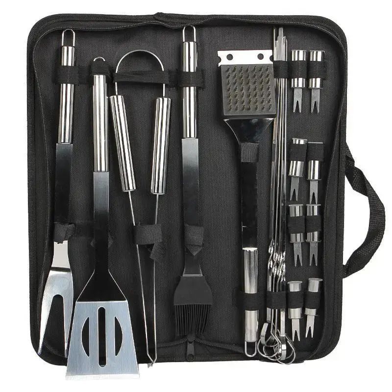 Набір для барбекю grilljoy 20 шт., набір для барбекю з нержавіючої сталі в алюмінієвому футлярі для зберігання, професійний набір для барбекю