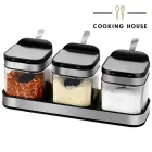 Набір контейнерів для солі, перцю, приправ та спецій Cooking House з кришками та ложками – 3 шт