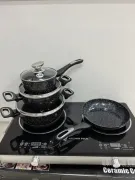 Набір посуду із сковородою граніт круглий