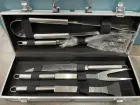 Набір інструментів для барбекю Rainberg AL-5 з нержавіючої сталі в валізі, 5 предметів