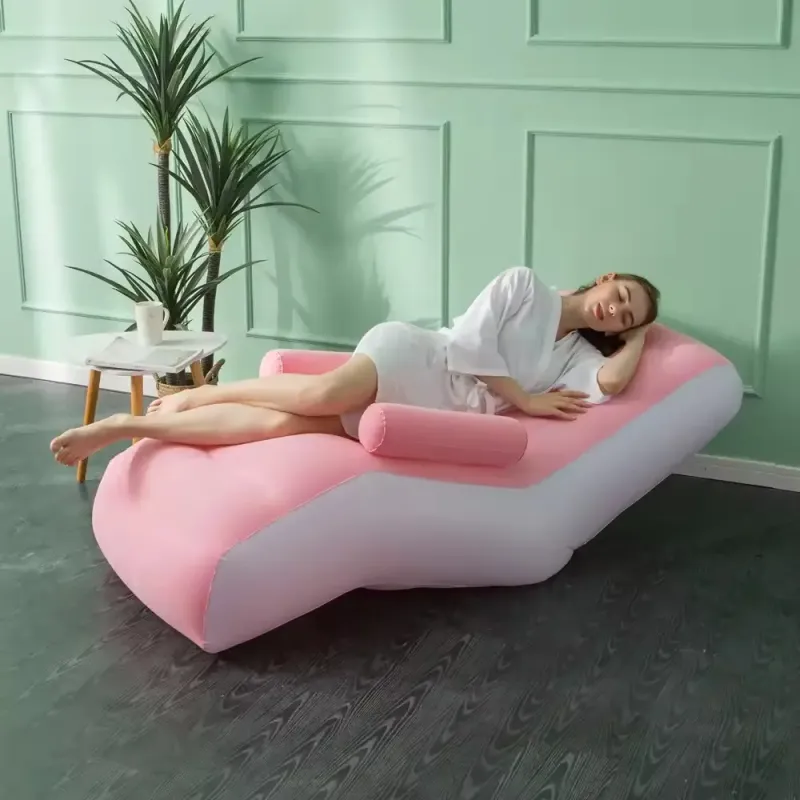 Надувний диван з підлокітниками Inflatable Sofa / Портативне складане крісло для дому, дачі, туризму та відпочинку, 140х85х80 см
