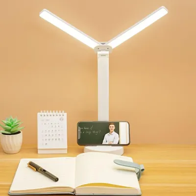 Настільна лампа з регульованою яскравістю світла  1960 / складна поворотна / з сенсорним вимикачем / з акумулятором та USB / нічником / біла