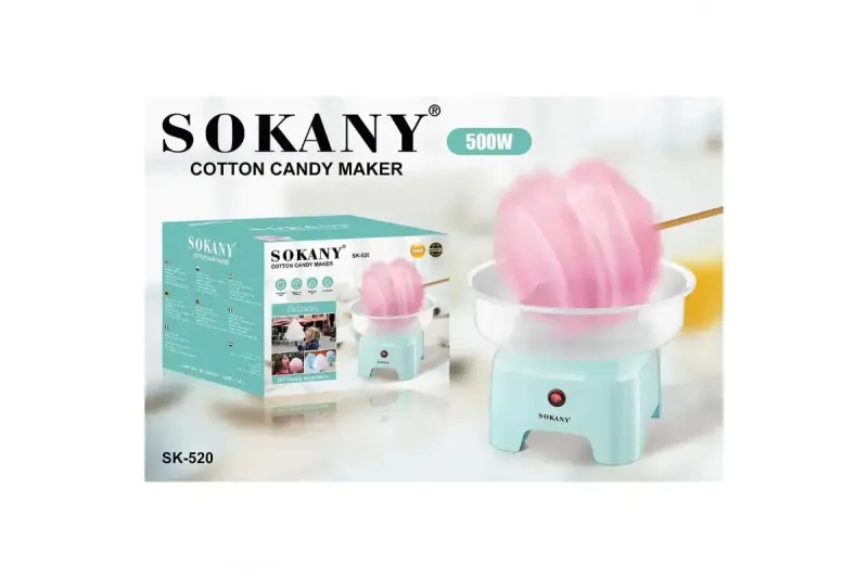 Апарат для виробництва цукрової вати Sokany 500W SK-520 рожевий