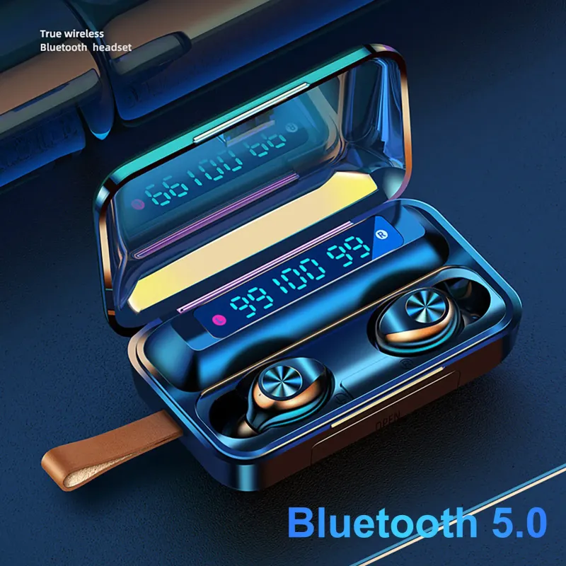 Навушники F9 TWS V5.0 Бездротові сенсорні Bluetooth з індикатором заряду чорні водонепроникні (NB-1)