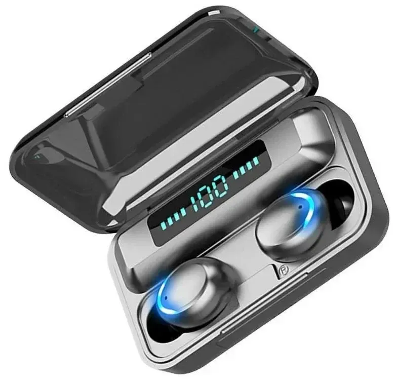 Навушники F9 TWS V5.0 Бездротові сенсорні Bluetooth з індикатором заряду чорні водонепроникні (NB-1)