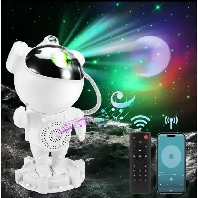 Ночник проектор зоряного неба Астронавт із Bluetooth колонкою Sky Star Astronaut Bambi ZZ-202