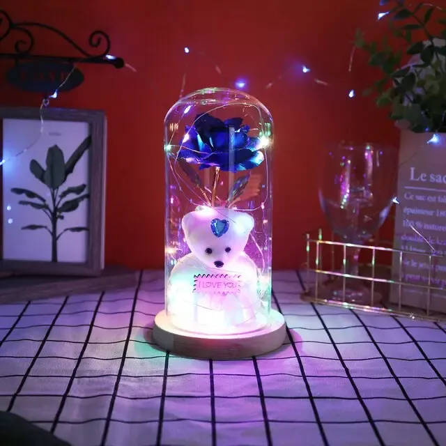 Нічник Троянда з ведмедиком