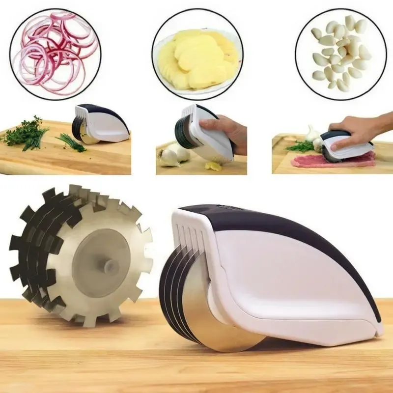 Ніж для нарізки 3 в 1 Rolling Mincer w-53 та Tenderizer з часниковим пресом овочерізка