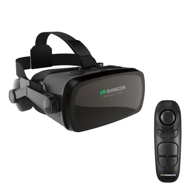 Окуляри 3D віртуальної реальності ТРМ VR SHINECON c пультом та підтримкою екранів від 4 до 6 дюймів Чорний