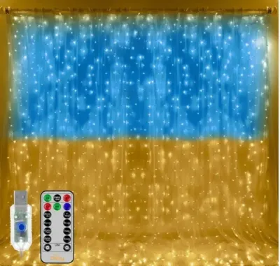 Патріотична гірлянда штора Прапор України 2*2м 160 LED класична IP44