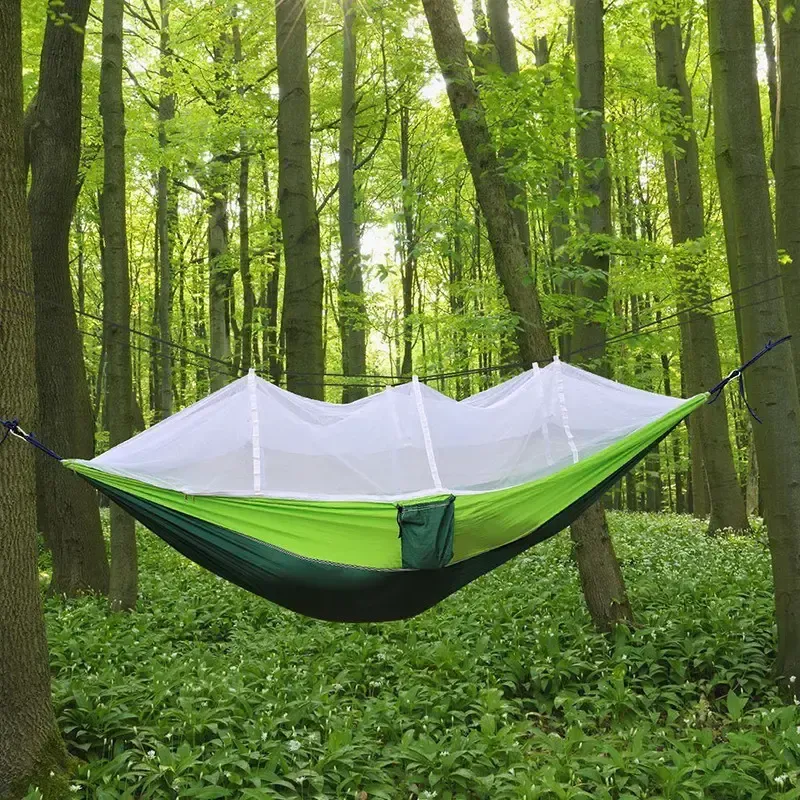 Підвісний гамак з москітною сіткою HIeha нейлоновий, з кишенею, повний комплект