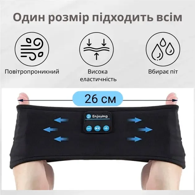 Пов'язка на голову із навушниками Inspire Headband Black (Hebabl)