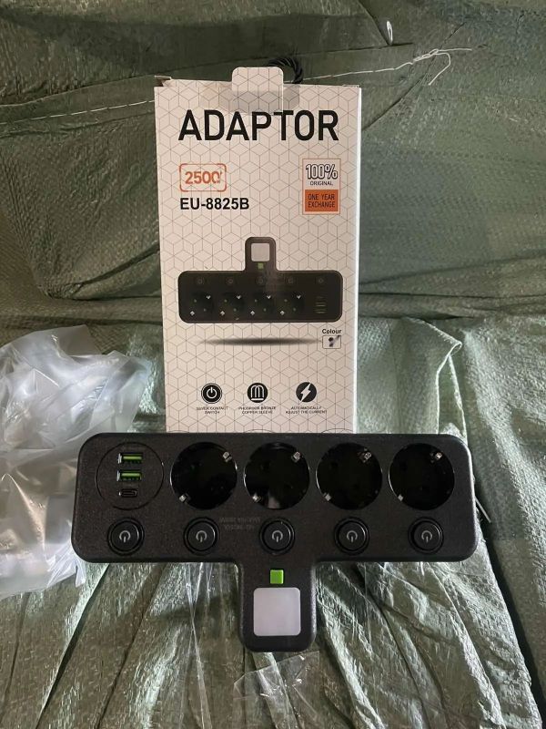 Розетка 9-в-1 європейського стилю з вимикачем, зарядним пристроєм USB та вогнестійкою/вибухозахищеною конструкцією для кухні, вітальні, спальні, офісу, 4 порти з USB