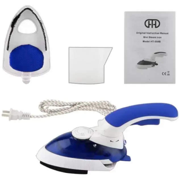 Ручний паровий відпарювач Mini Steam Iron HT-558B - компактна дорожня парова праска зі щіткою