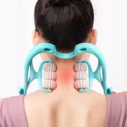 Ручний роликовий масажер для шиї Neck Stretcher з рельєфними роликами, що обертаються 360°